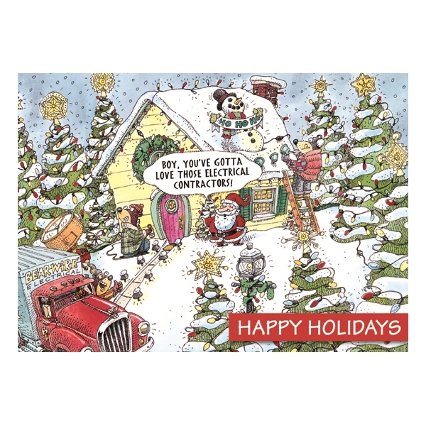 Electric Wishes Humorous Holiday Greeting Card 1