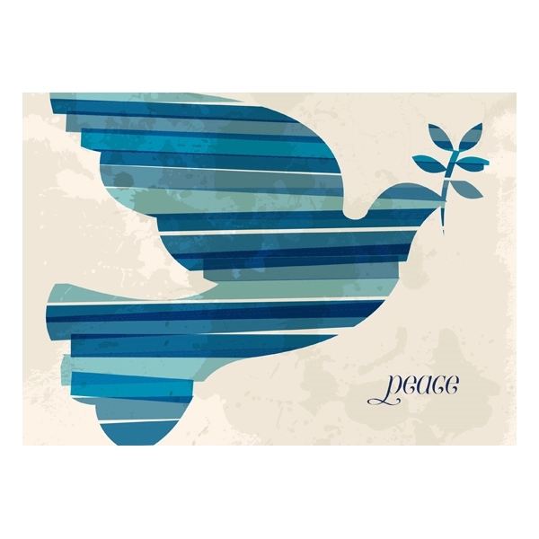 Blue Striped Dove of Peace Holiday Greeting Card 1