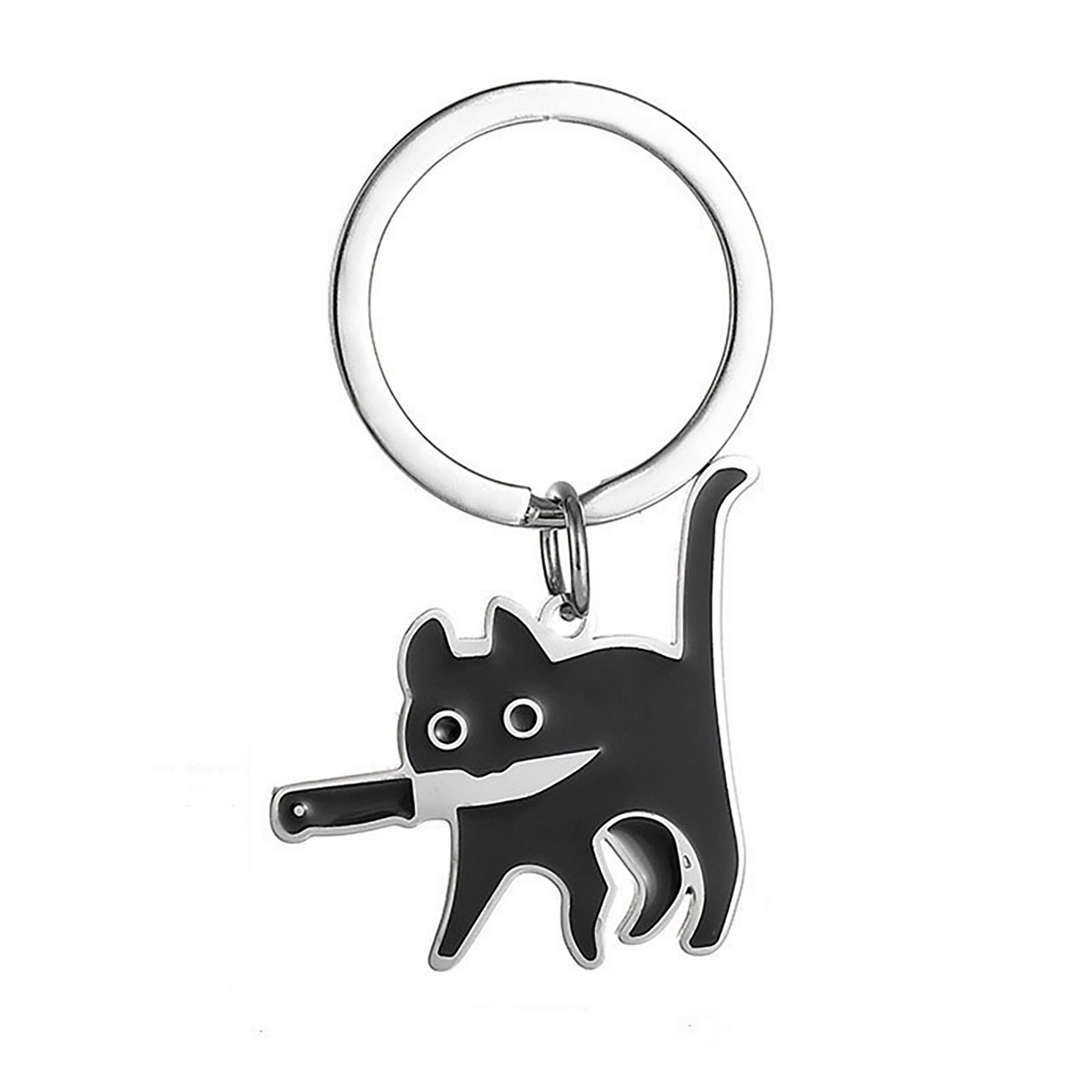 Creative Stainless Steel Knife Cat Keychain 4