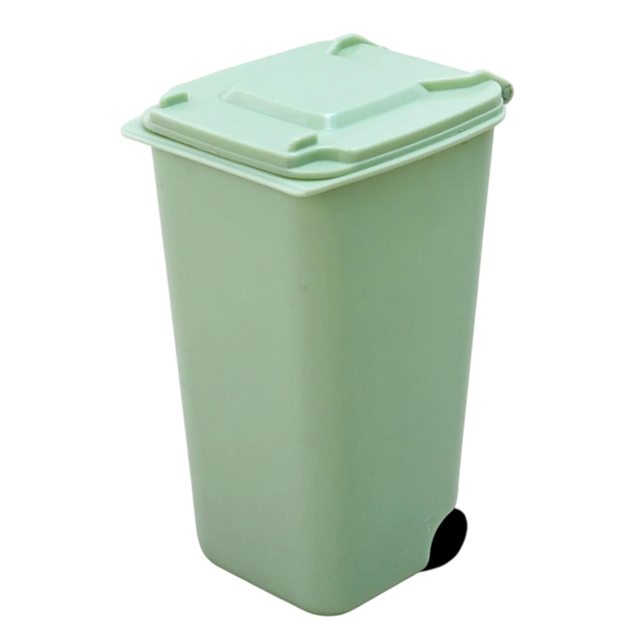 PP Plastic Mini Trash Bin Shaped Pen Holder With Lid 11