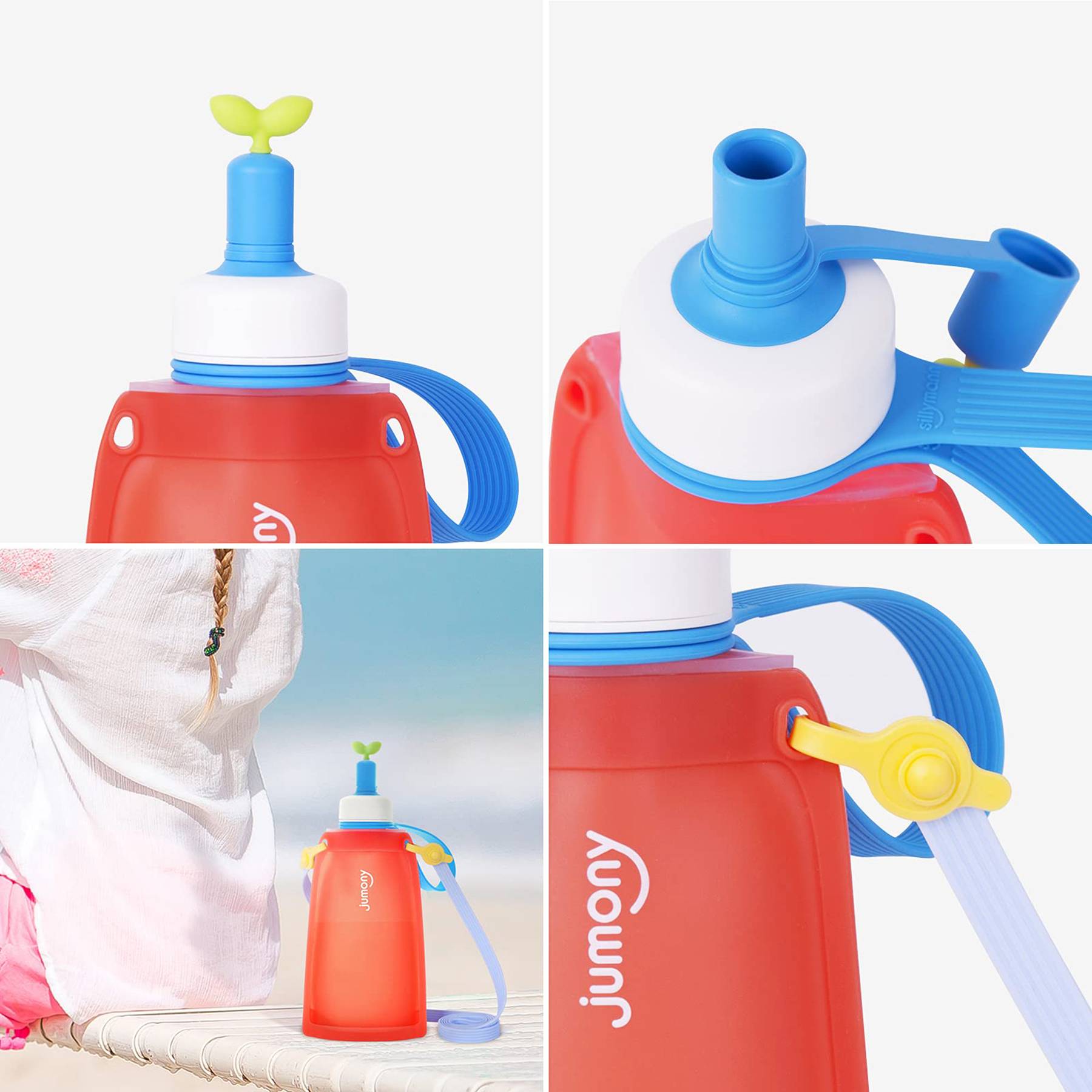 10 oz Silicone Collapsible Water Pouch with Straw Spout 4