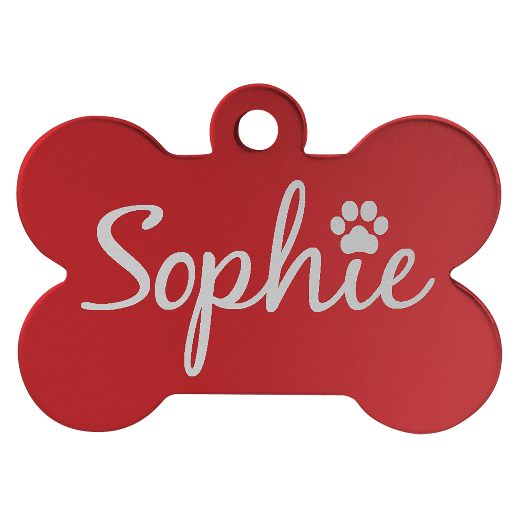 1 1/4" x 3/4" Red Anodized Aluminum Bone Pet Tag 1