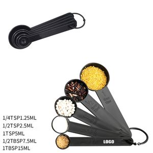 5 In 1 Black Measuring Spoon Set With Volume Markings 7