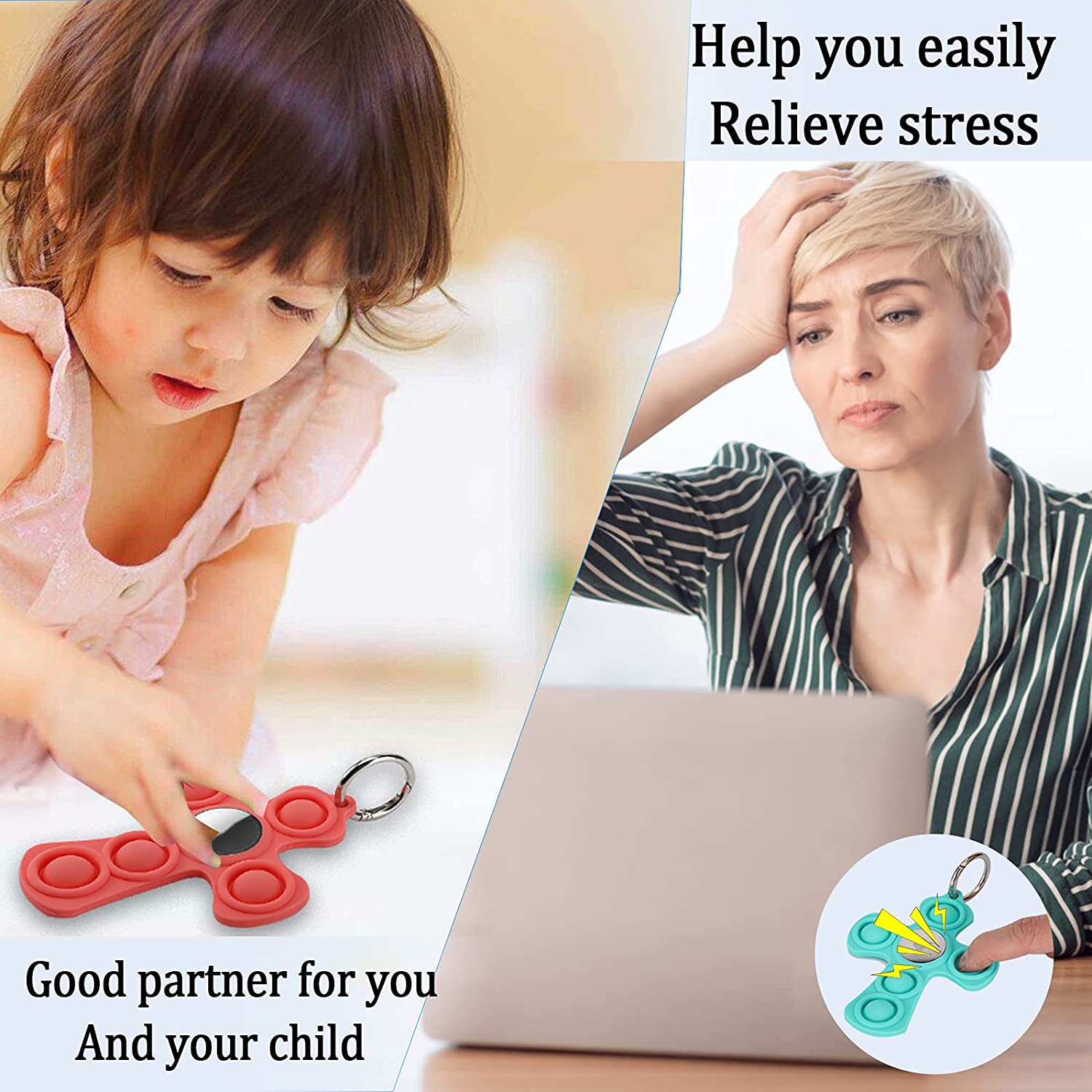 Cross Protective Sleeve Cover w/ Fidget Push Pop Bubble and Carabiner 11