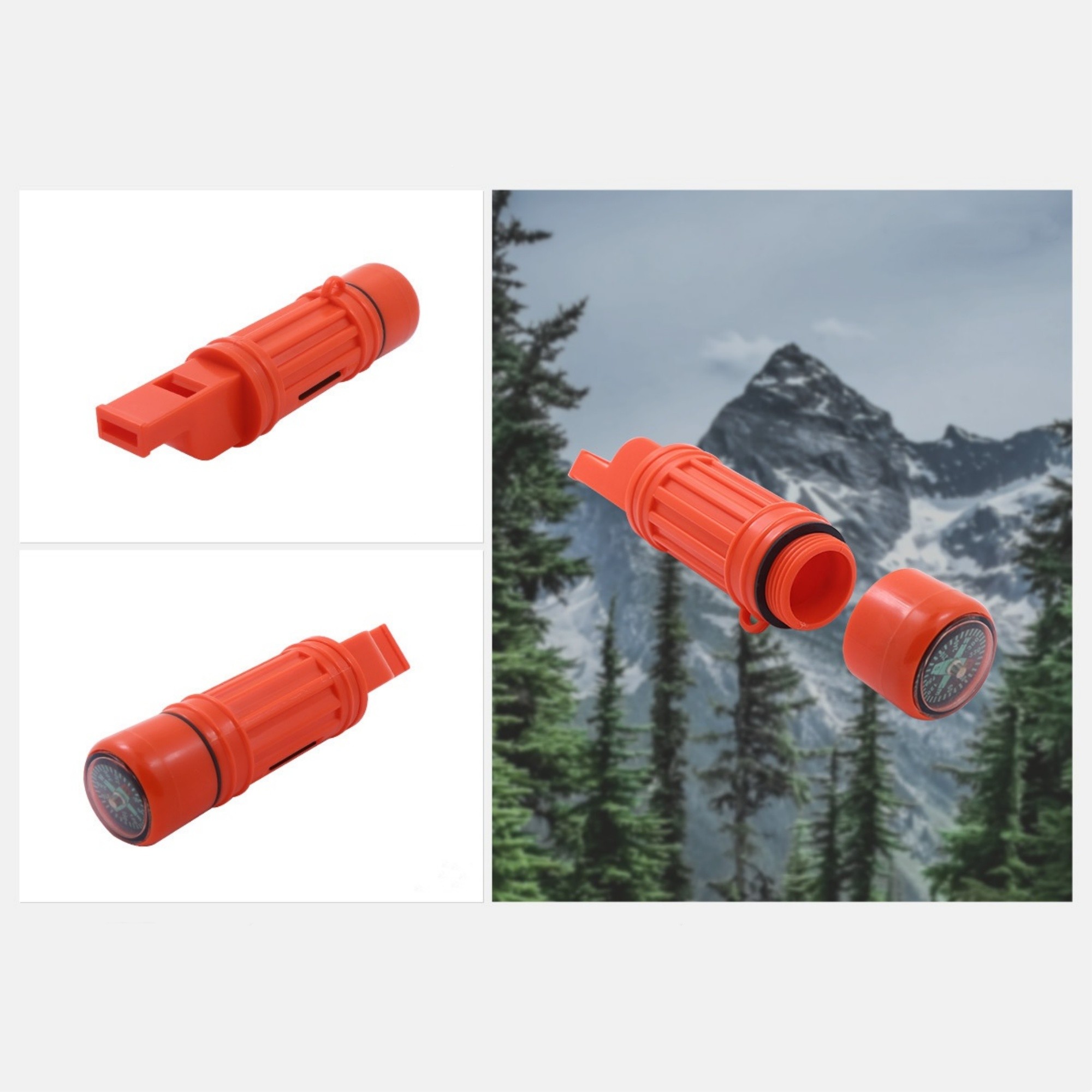 5-in-1 Orange Survival Compass With Whistle 7