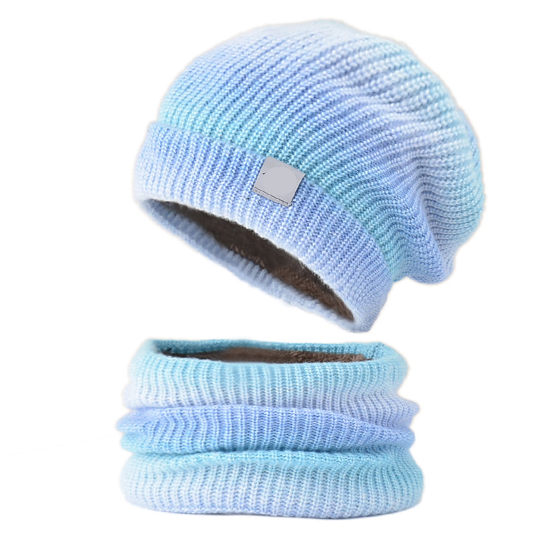 2PCS Gradient Color Beanie Neck Gaiter Set 2