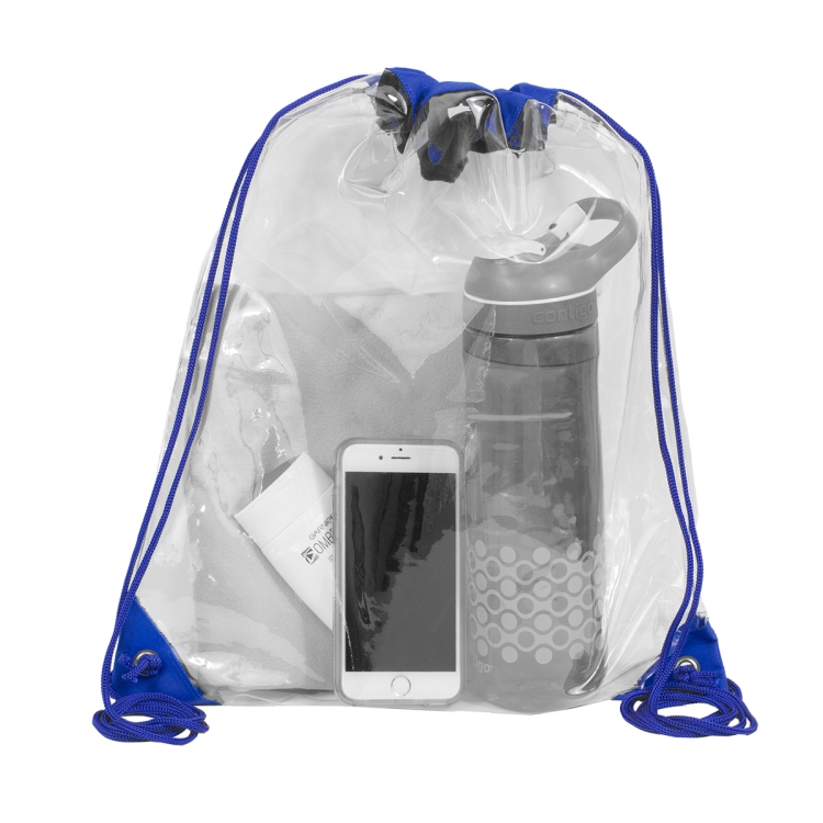 13" W x 16" H - "Everest" Tall Clear Drawstring Cinch Pack Backpack 1