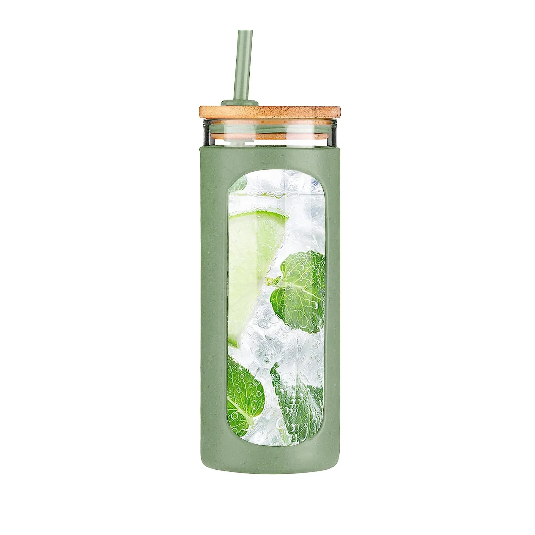 20oz Glass Water Bottle with Straw 2