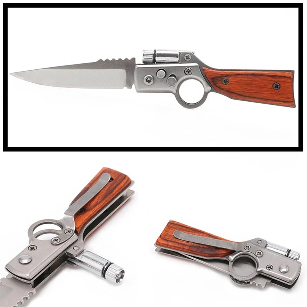 AK47 Folding Knife with LED Light 2