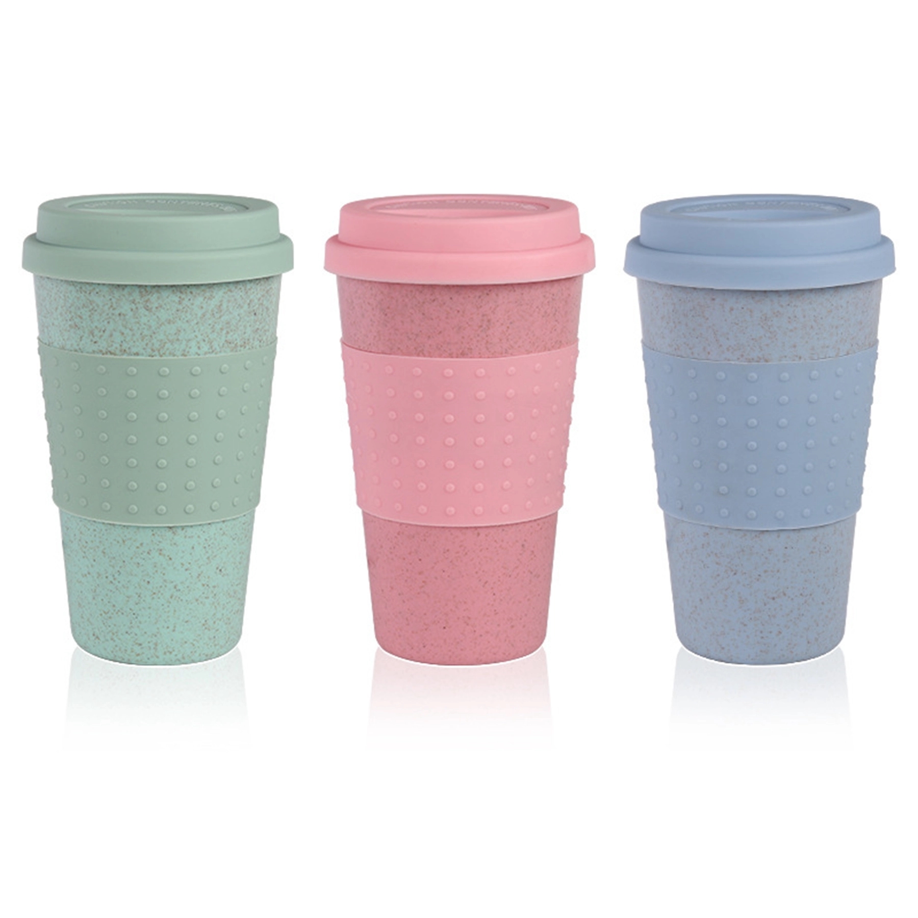 15 Oz. Wheat Straw Silicone Cup with Lid 4