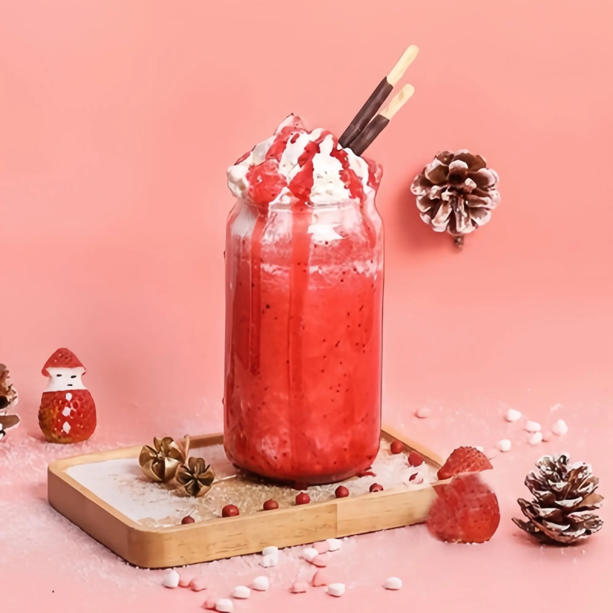 4-Piece Glass Cup Set With Bamboo Straw And Lid, With Brush 5