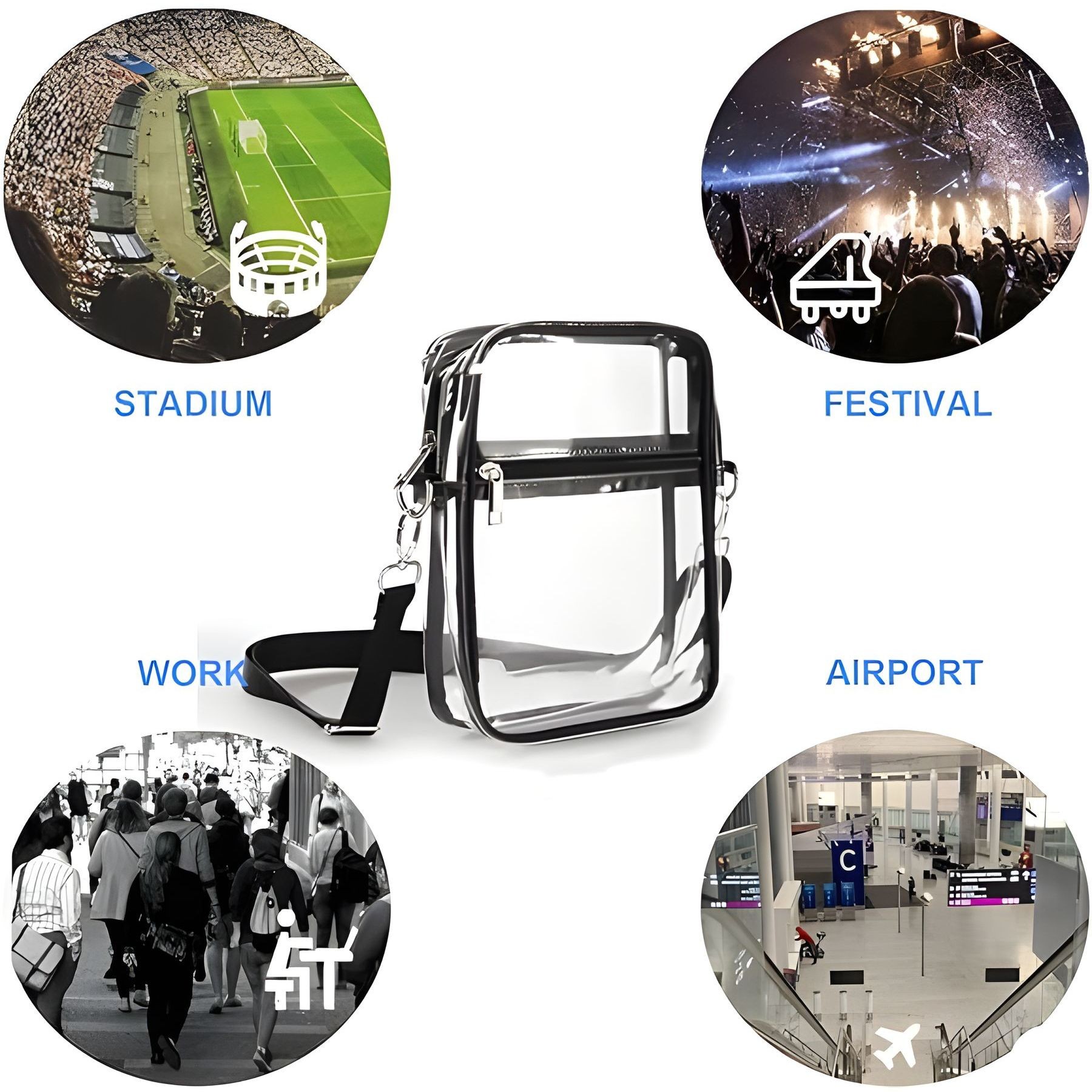 Big Size Stadium Approved Transparent Pvc Cross Body Bag 14