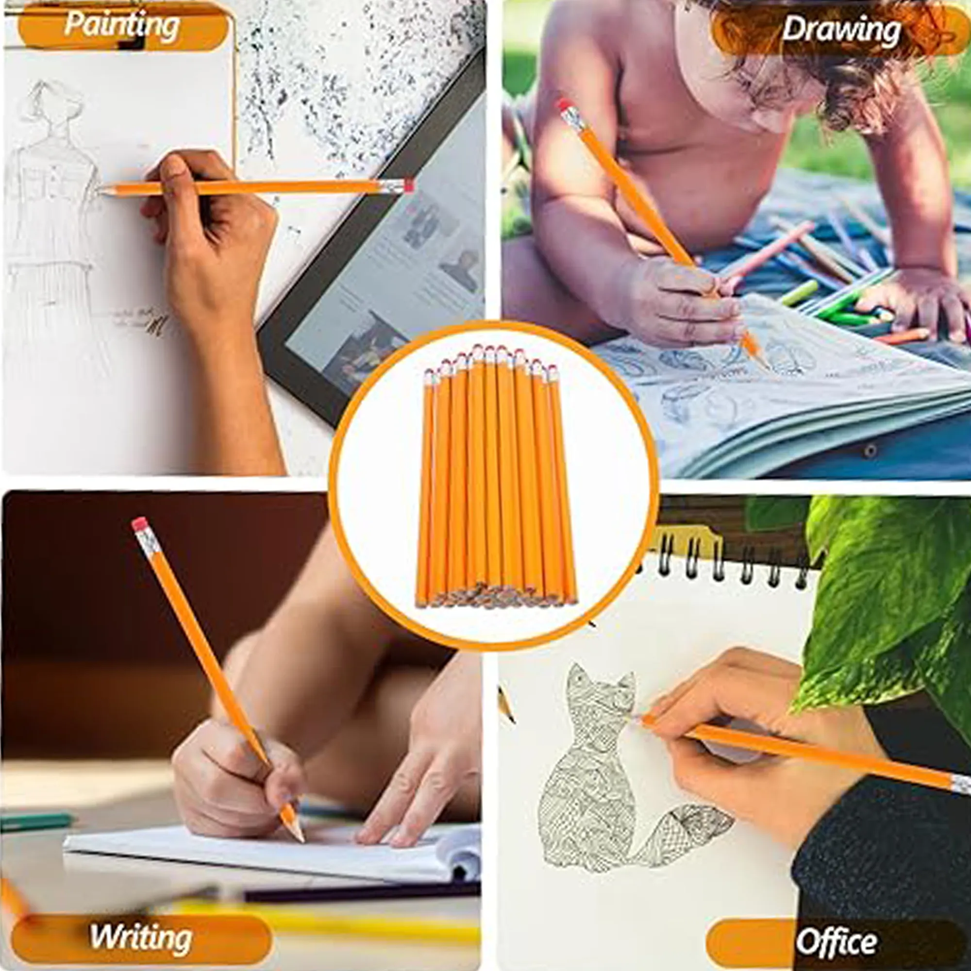 Pencils with Erasers Logo Printed for Students Designers 2