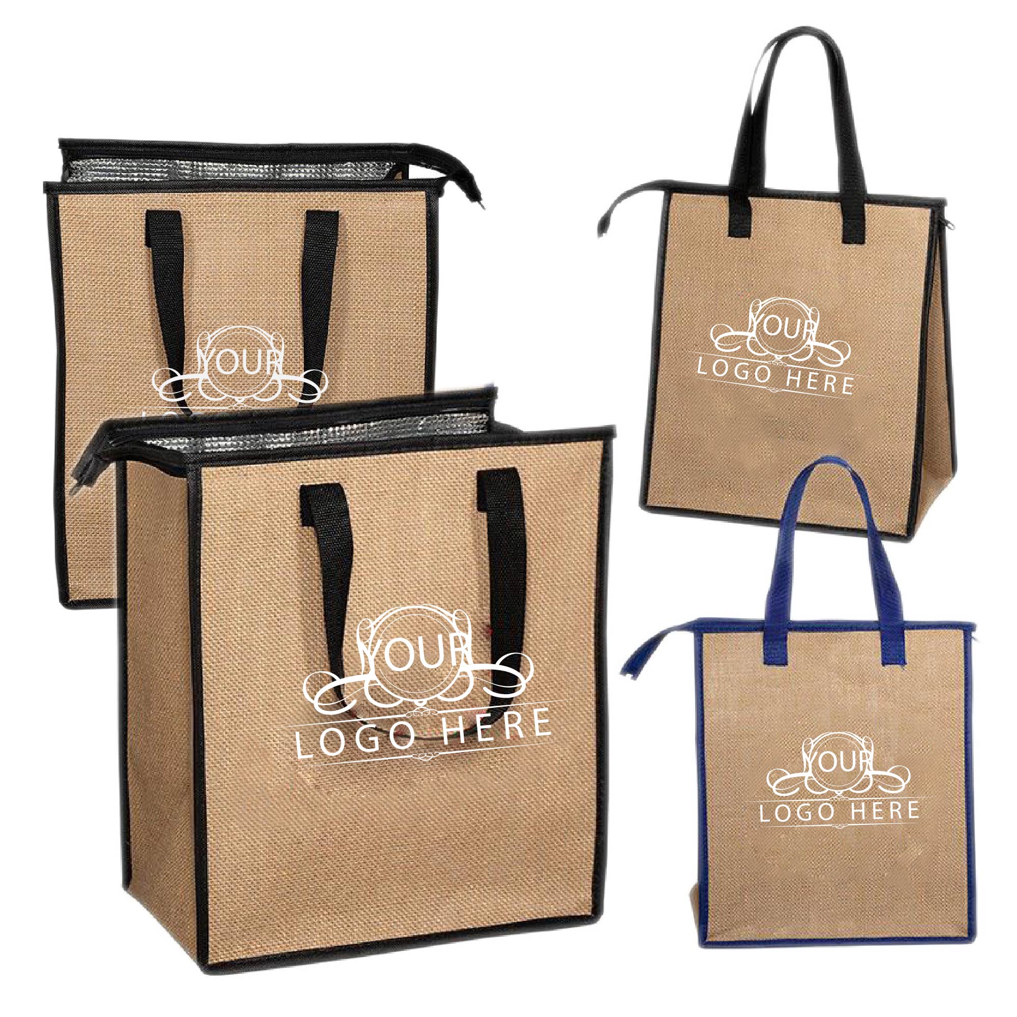 Insulated Jute Cooler Tote w/ Zipper 1