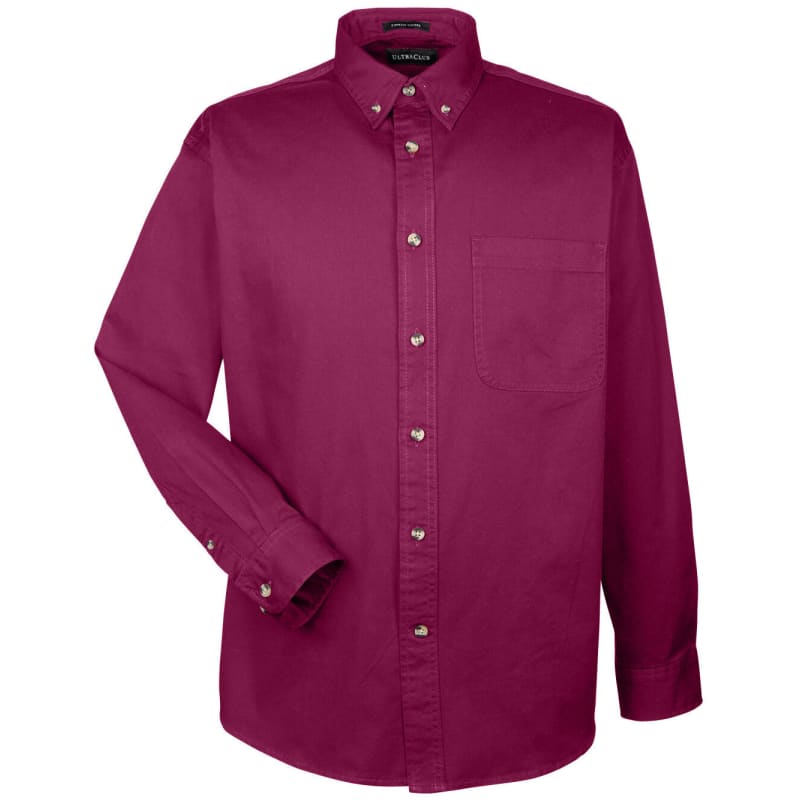 UltraClub Adult Cypress Long-Sleeve Twill With Pocket 3