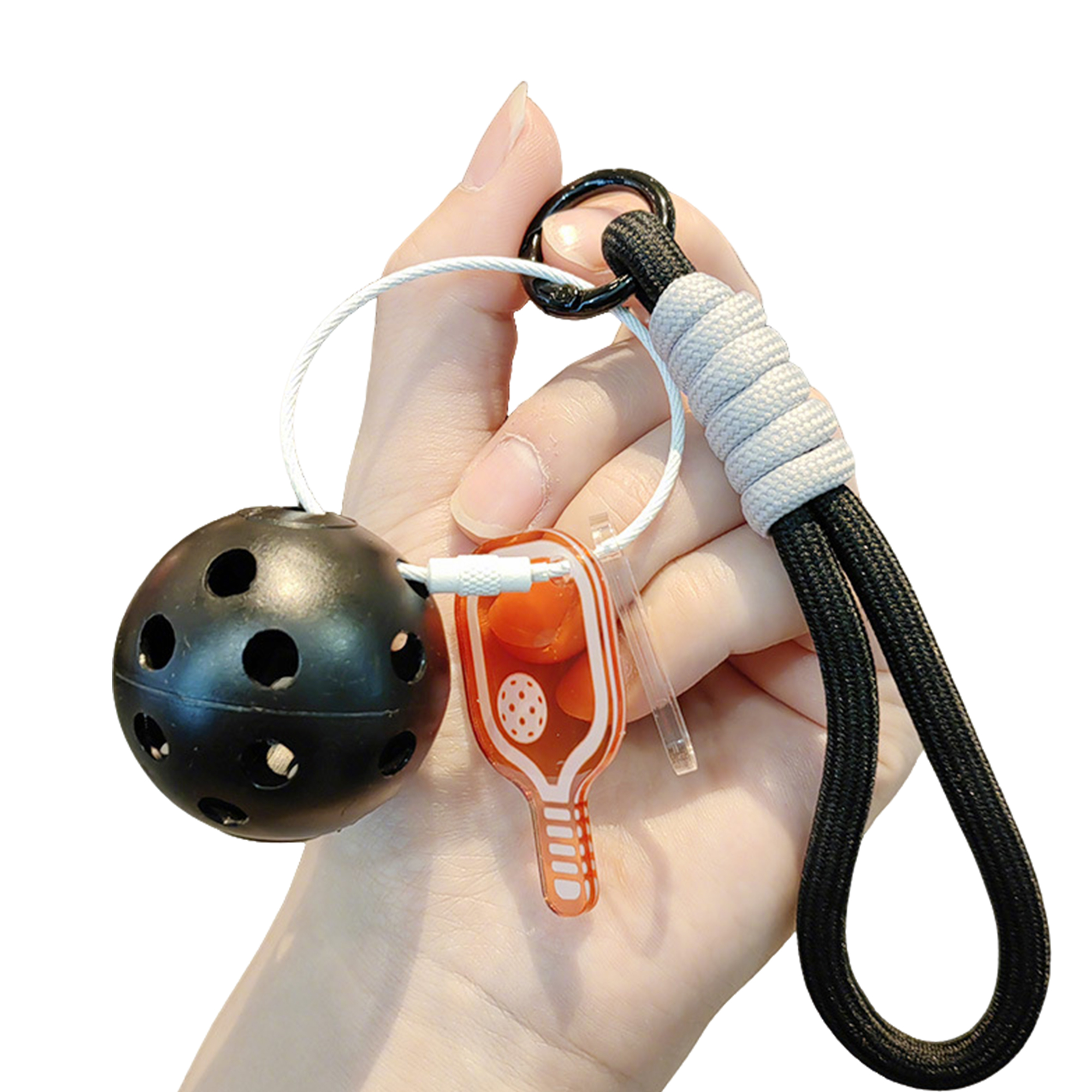 Mini Pickleball Ornament Keychain With Logo Position 6.3" X 1.1" X 1.8" 5