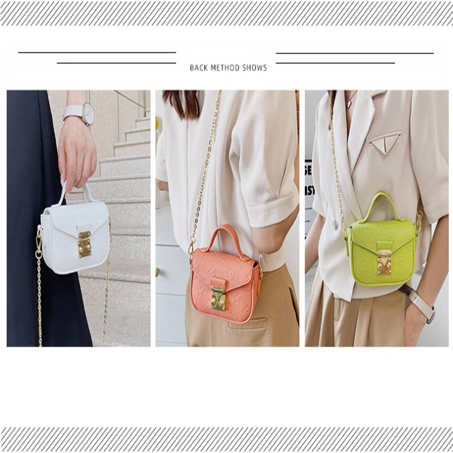 PU Leather Shoulder Bag w/ Metal Chain Strap 8