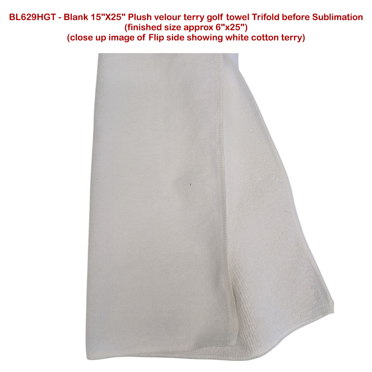24 Hr Express Ship - Plush Velour Terry Cotton blend Golf Towel, Finish size 6x25, Trifold 2