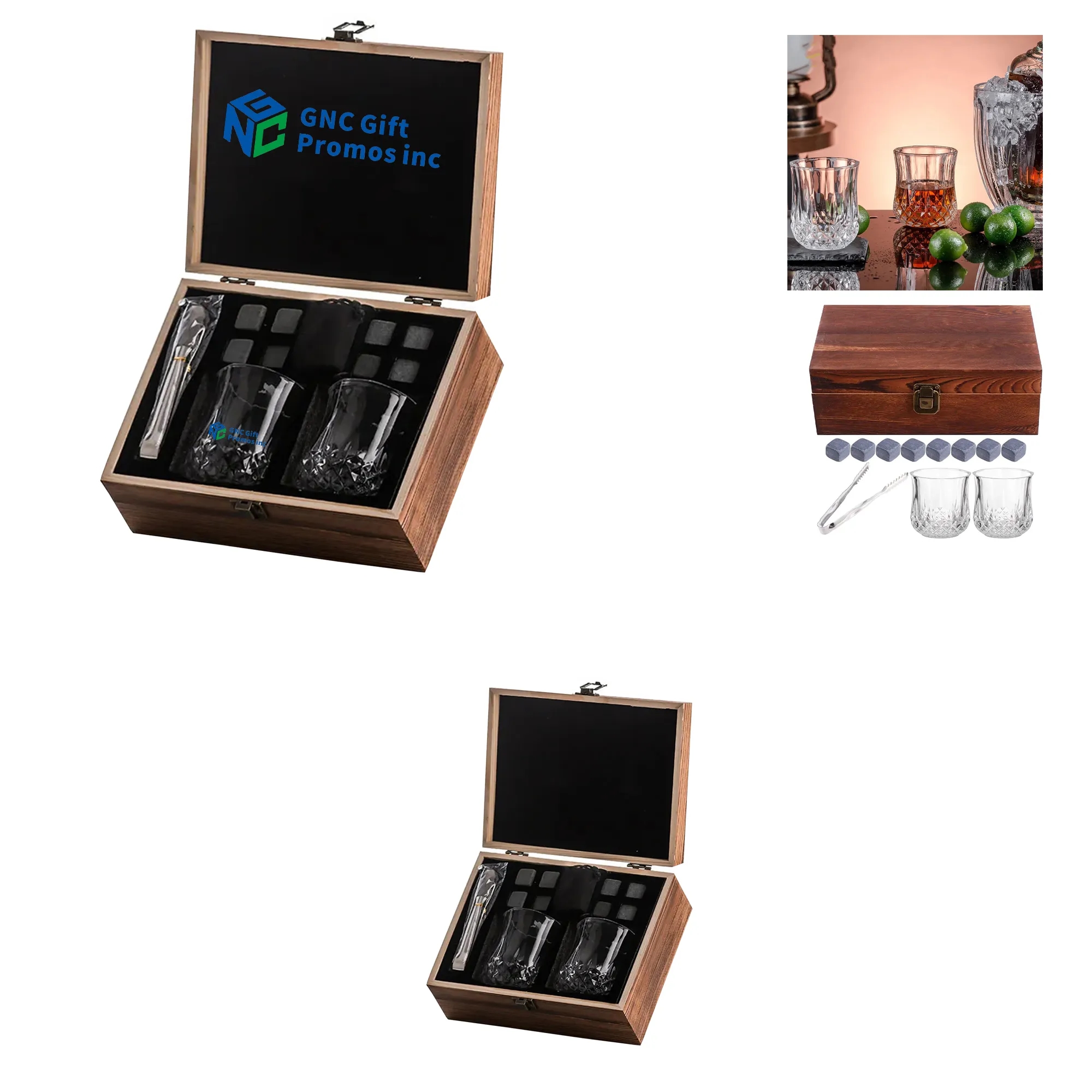 Whiskey Glass and Ice Stone Set 5