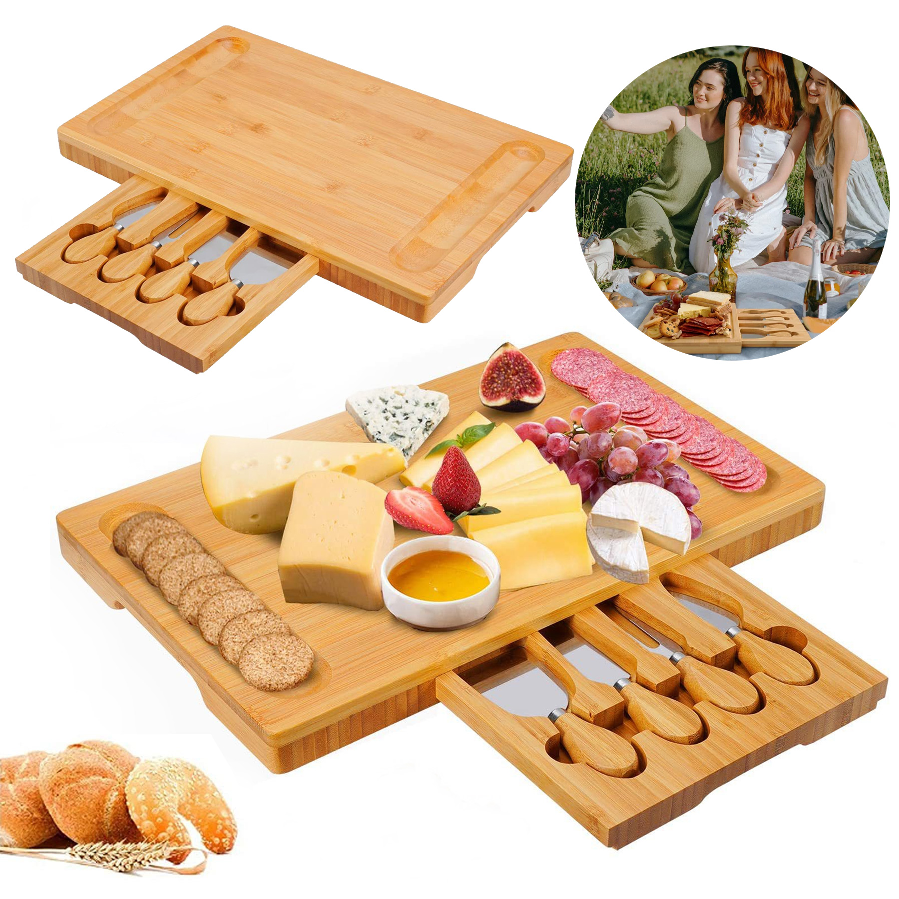 Piece Bamboo Cheese Set 2