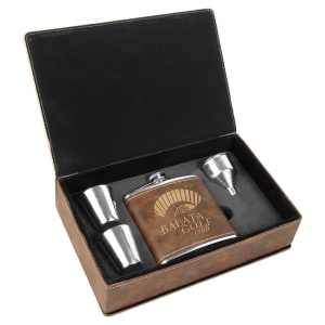 6 Oz. Laserable Leatherette Flask Gift Set 8