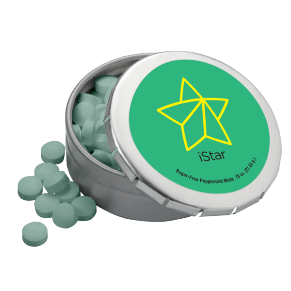 2 1/8" Large Round Push Tin with Mints 28