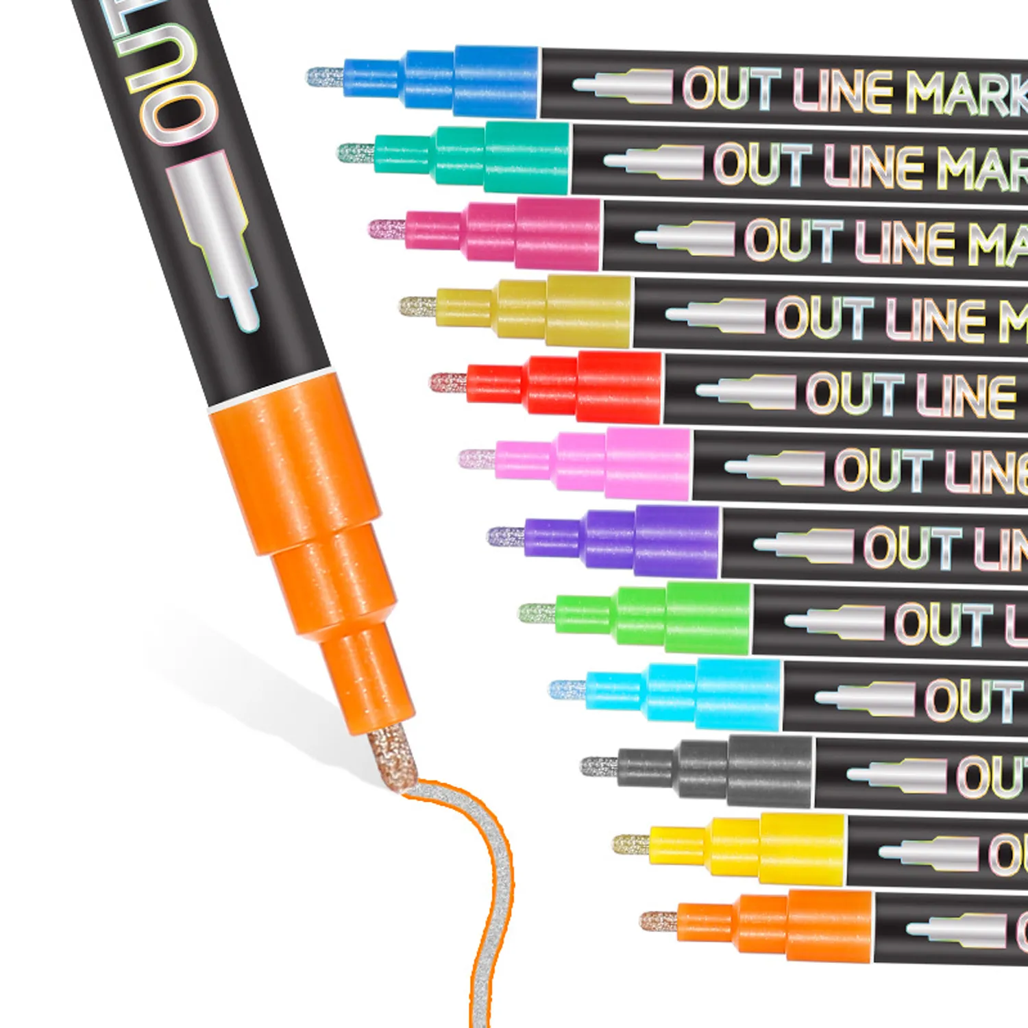 12 Colors Double Line Metallic Markers 3