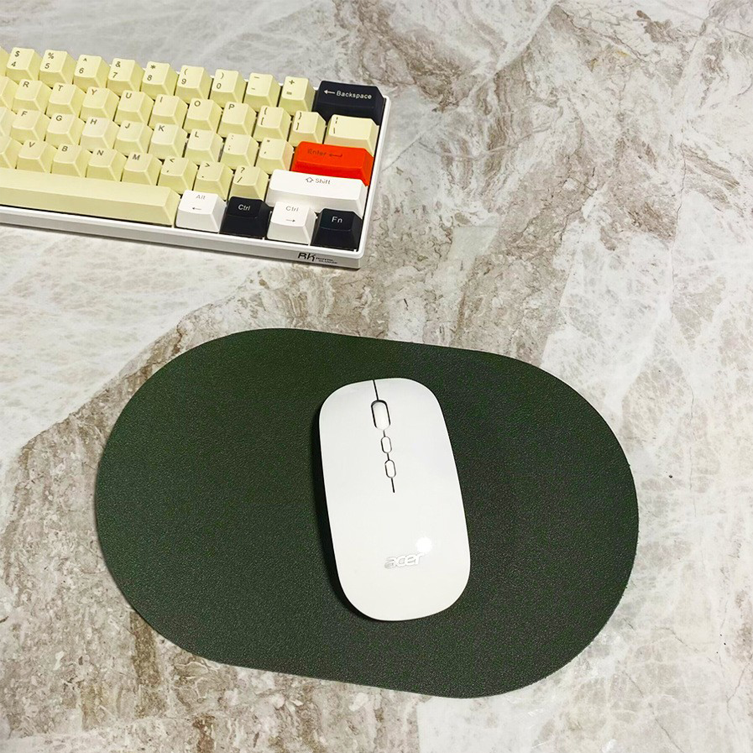Oval PU Leather Solid Color Mouse Pad 5