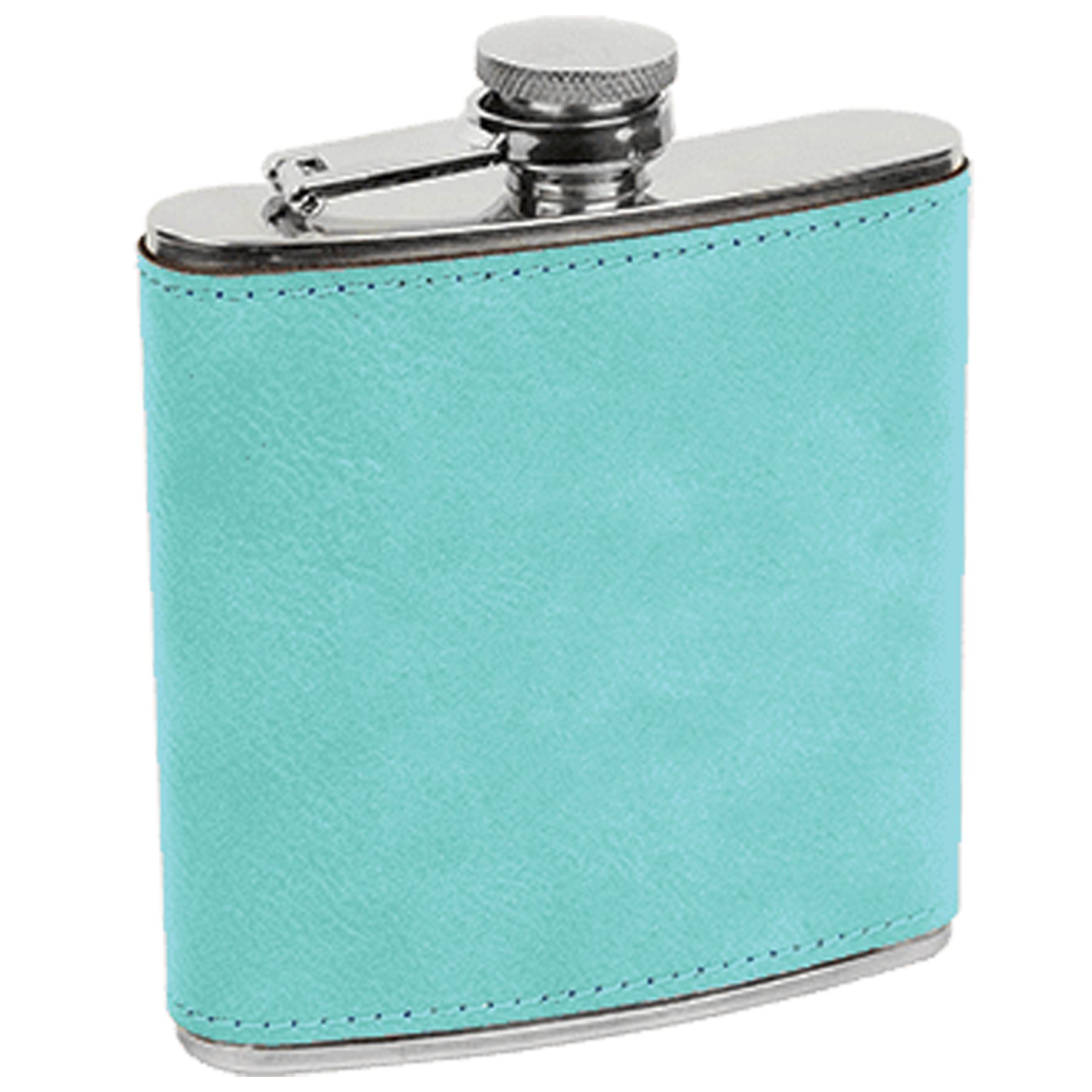 Teal Leatherette Stainless Steel Flask 3