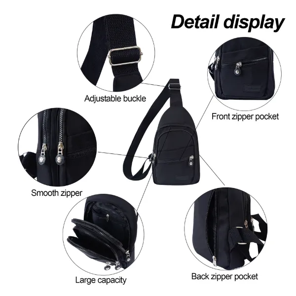 Nylon Sling Chest Bag Crossbody, Lightweight, Unisex 4
