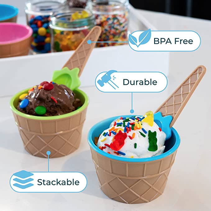 Ice Cream Bowls and Spoons for Summer/Holiday/Parties 17