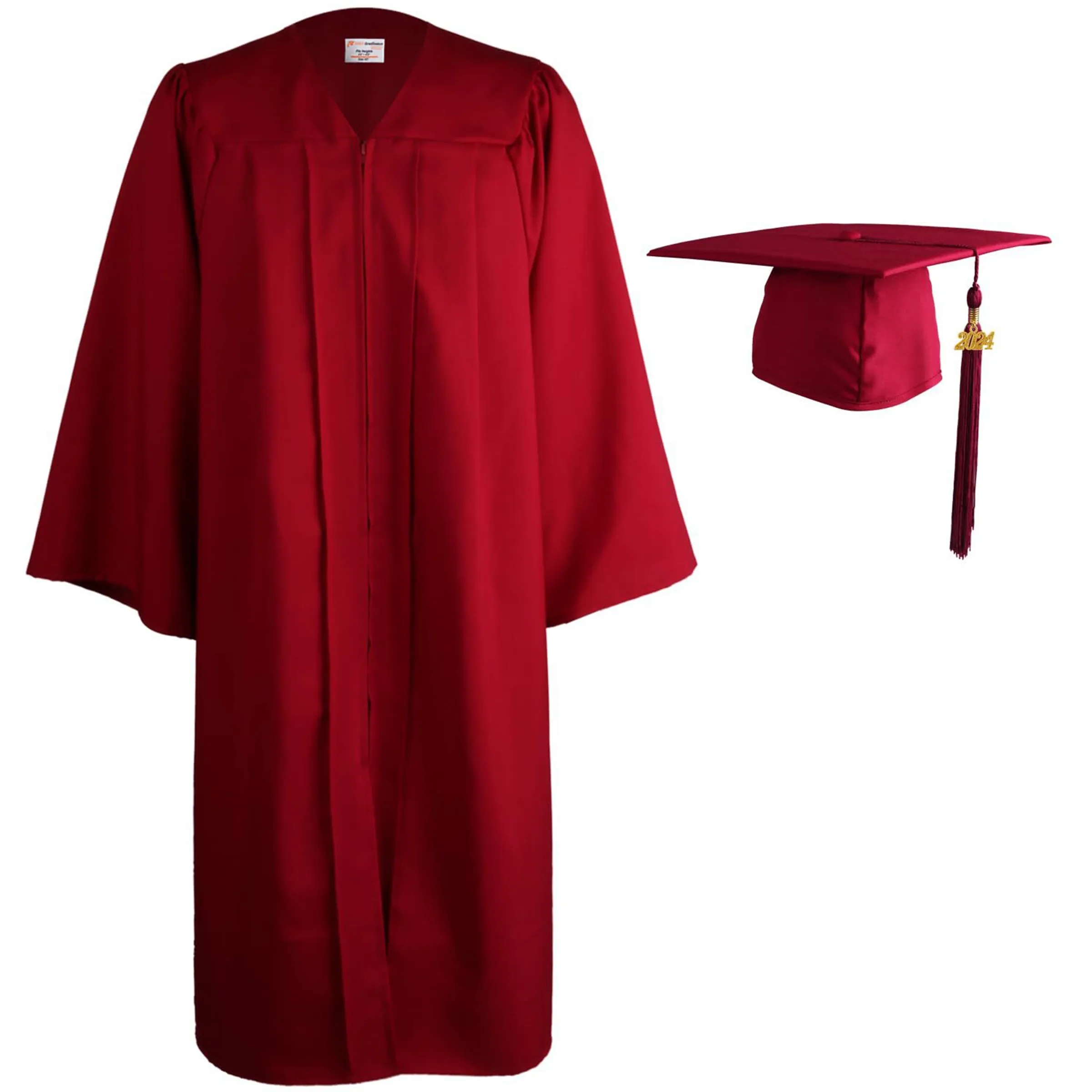 Polyester Matte Graduation Hat And Dress Paired With Tassels 2