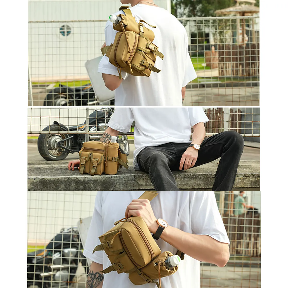 Tactical Waist Pouch Fanny Pack W/ Water Bottle Holder 1