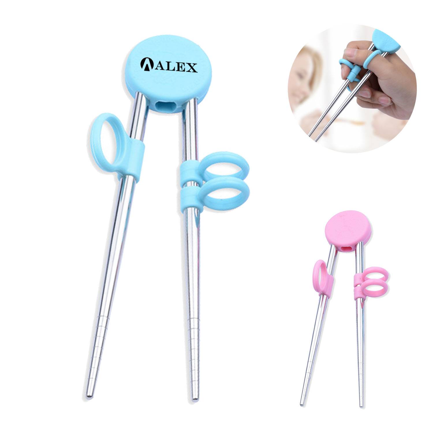 304 Stainless Steel Silicone Kids Training Chopsticks 10