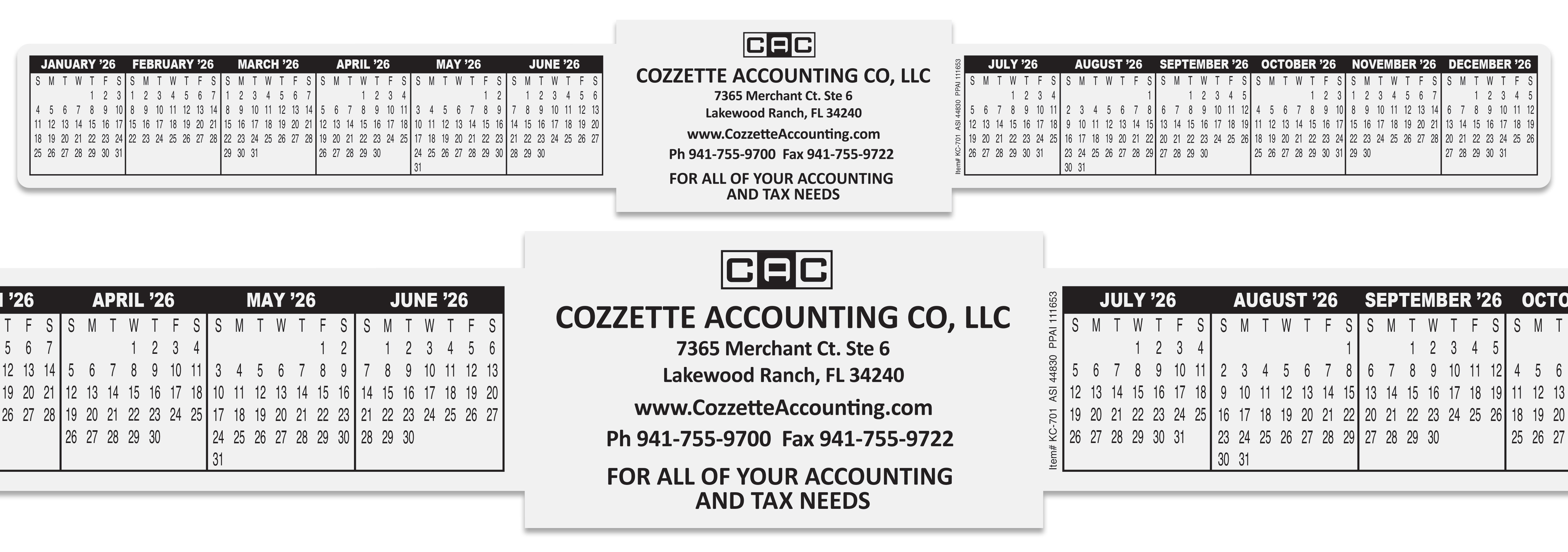 Business Card Calendar 2