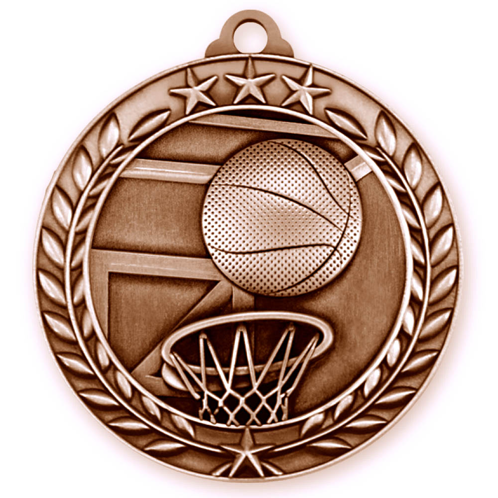 Basketball Wreath Award Medallion (2-3/4") 3