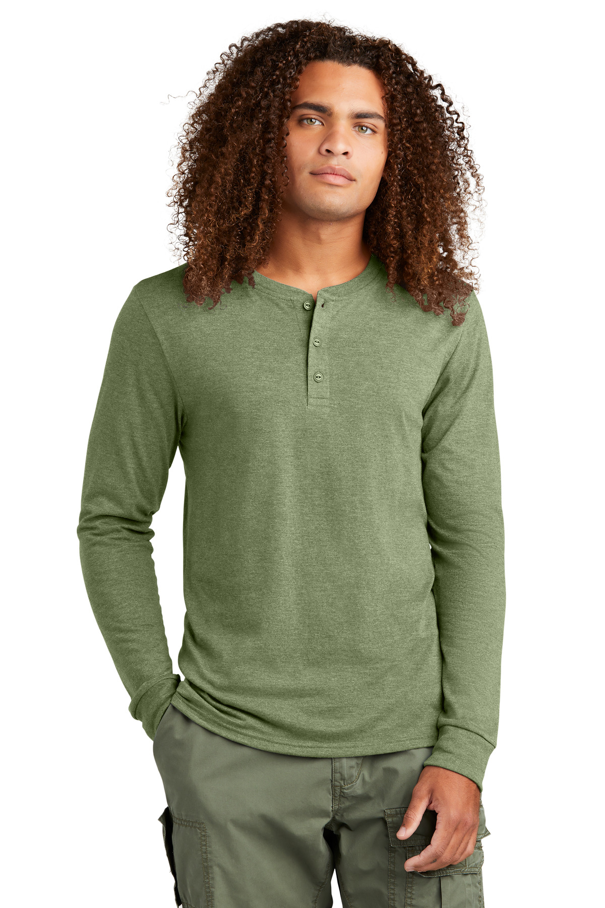 District Perfect Tri Long Sleeve Henley DT145 8