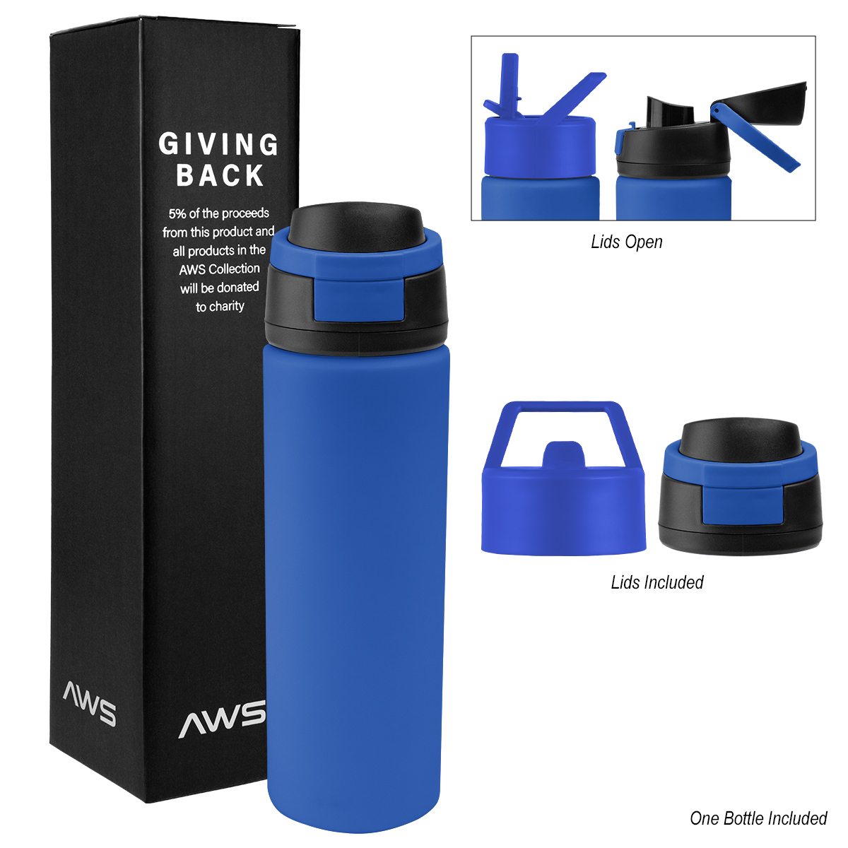 AWS 24 Oz. Pop Sip Recycled Stainless Steel Bottle Kit 2