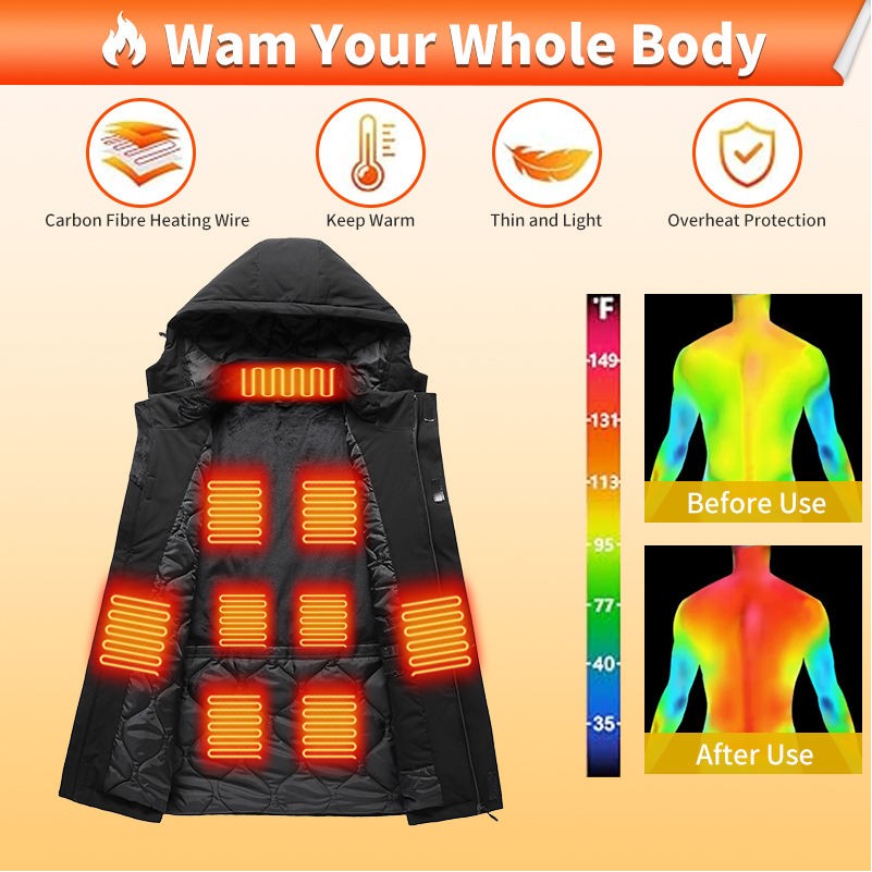 9 Zones USB Heating Jacket 3 Levels Rechargeable Electric Heated Jacket 2