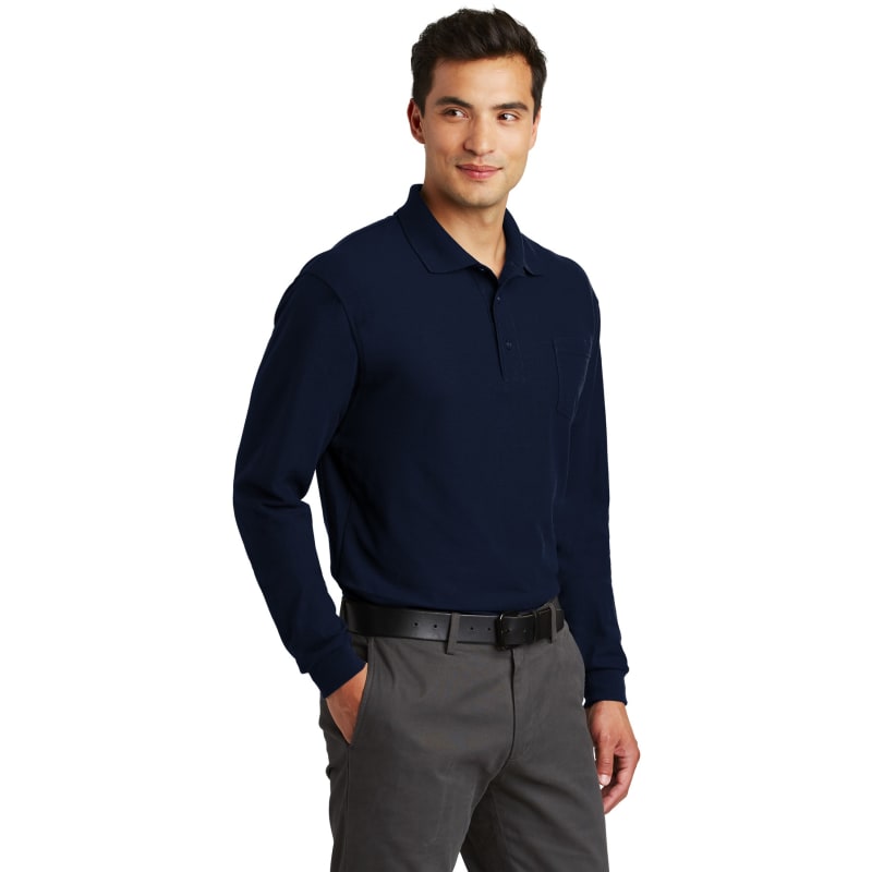 Port Authority Long Sleeve Silk Touch Polo With Pocket. 9
