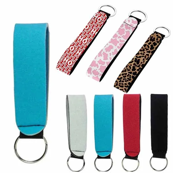 Metal Ring Neoprene Wristlet Keychain Lanyard Strap 4