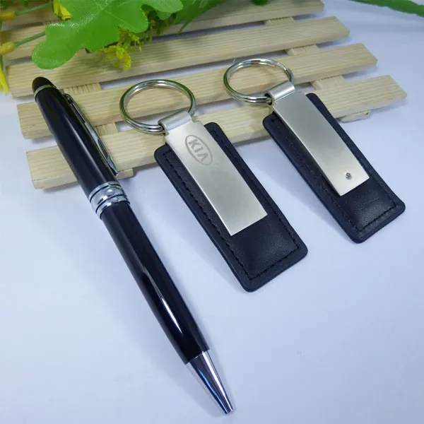 Business Metal Pen And Leatherette Keychain Gift Set 9