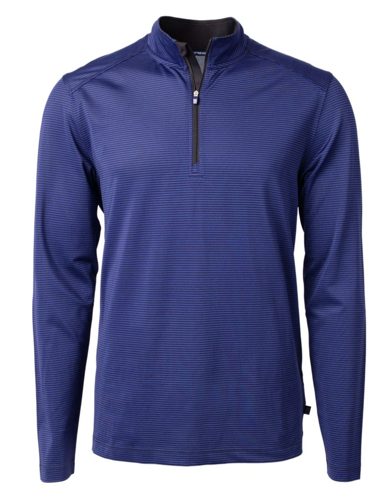 Cutter & Buck Virtue Recycled Micro Stripe Featherlight Pique Mens Quarter Zip Pullover 28