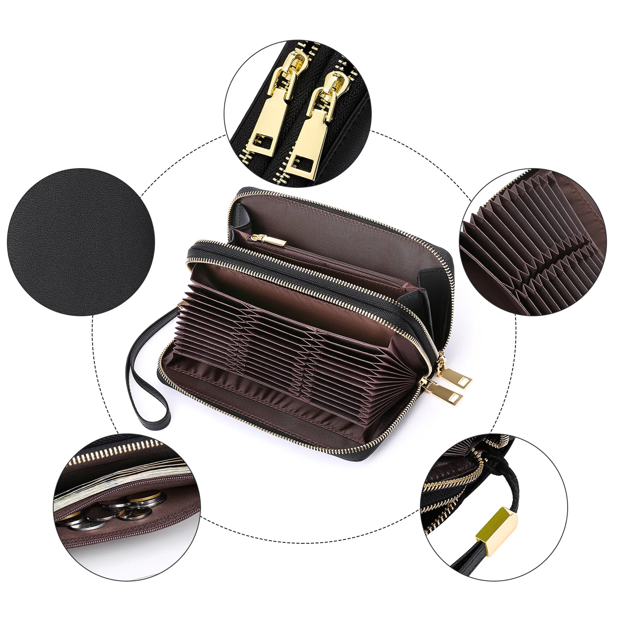 Double Zip Leather Ladies Wallet 1