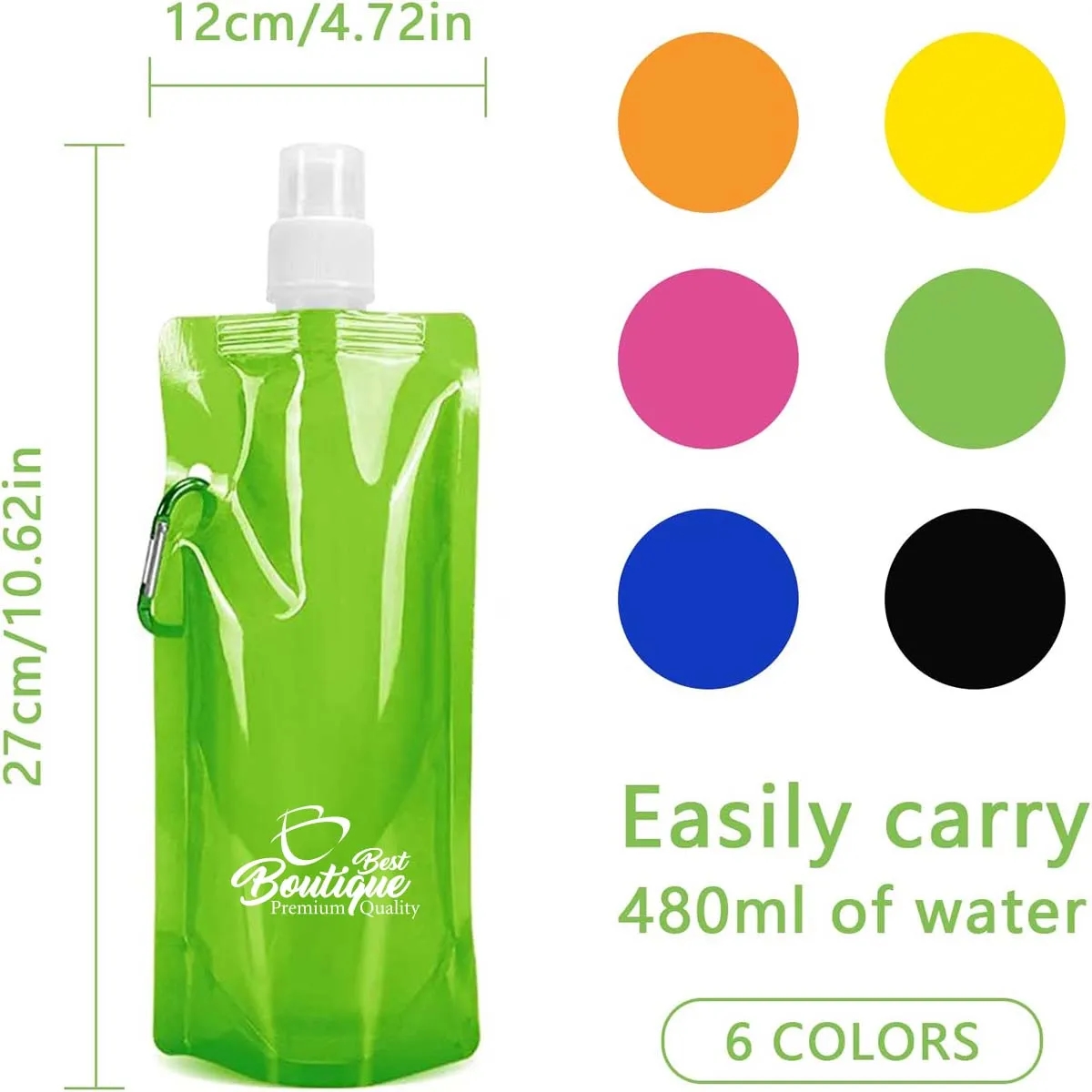 16Oz Pe Reusable Collapsible Carabiner Hook Water Bag Clip 5