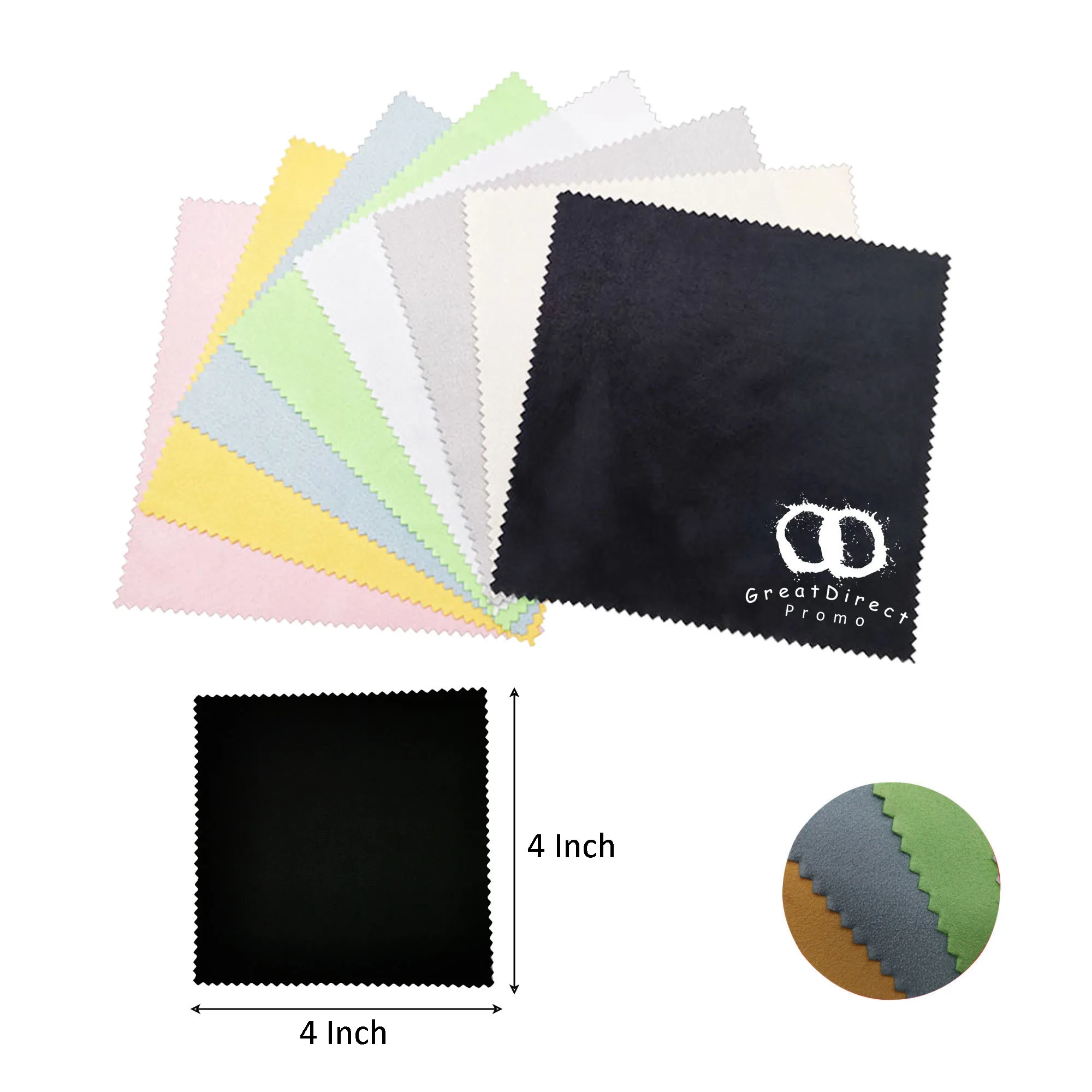 MOQ 500 Microfiber Suede Glasses Cleaning Cloth 4"L x 4"W 5