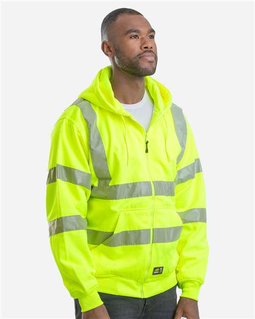 Men's Berne Hi-Vis Class 3 Lined Hooded Sweatshirt - HVF021 4