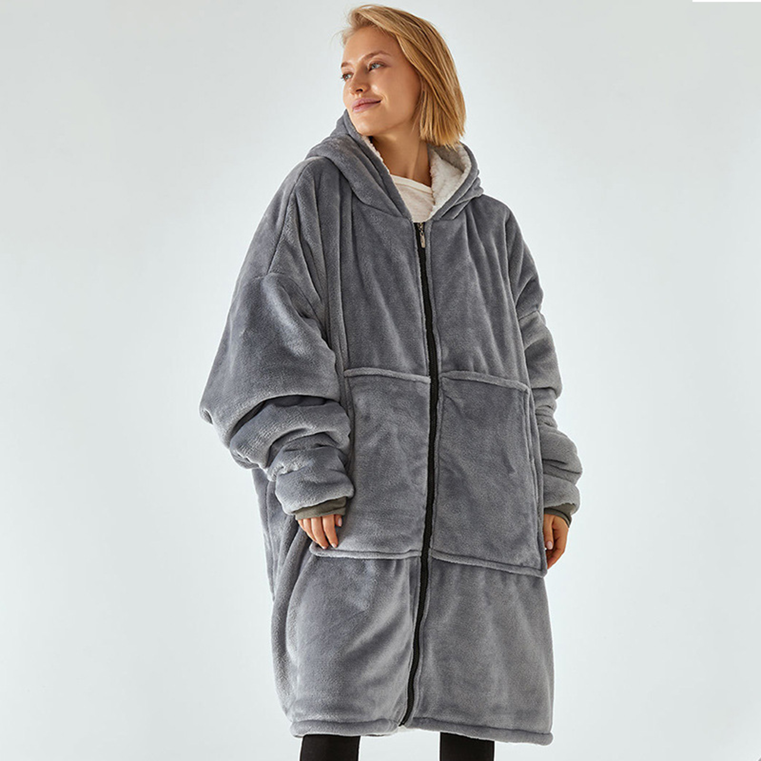 Oversized Lounge Zip Up Hoodie, custom hoodie or sweatshirt with logo imprint 3