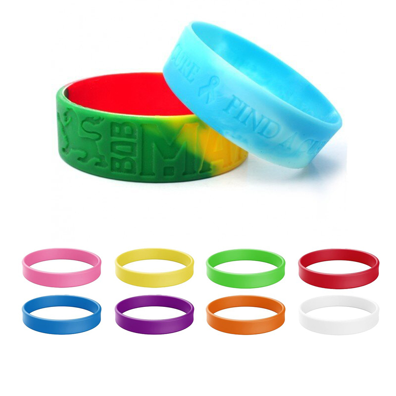 1" Debossed & Swirled Silicone Bracelets 1