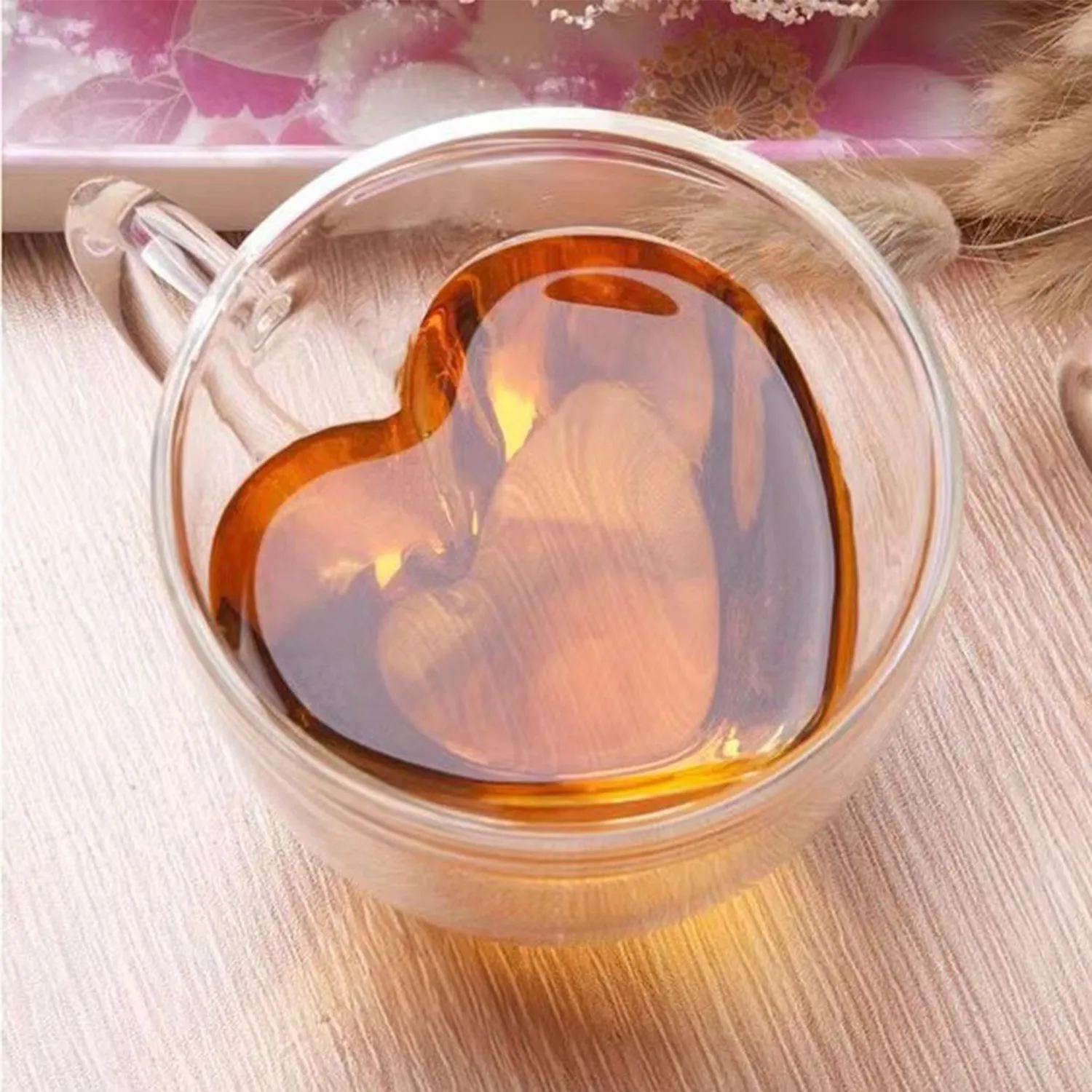 Double Walled Insulated Glass Coffee Mugs with handle 4